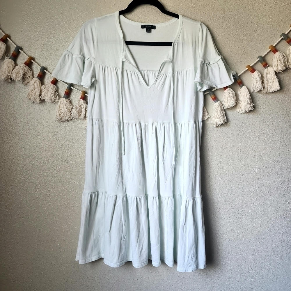 J. Crew Cotton Broken In Jersey Mini Dress Baby Blue Casual Chic Small